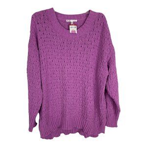 Seven7 Womens Sweater Size XL Wild Orchid Textured Purple Long Sleeve NEW